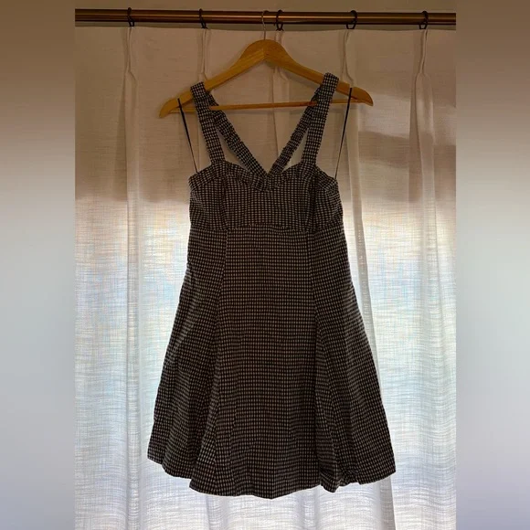 Anthropologie Black and White Gingham Mini Dress - Picture 4 of 7